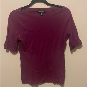 Lauren Ralph Lauren Purple Fitted 3/4 Sleeve Blouse